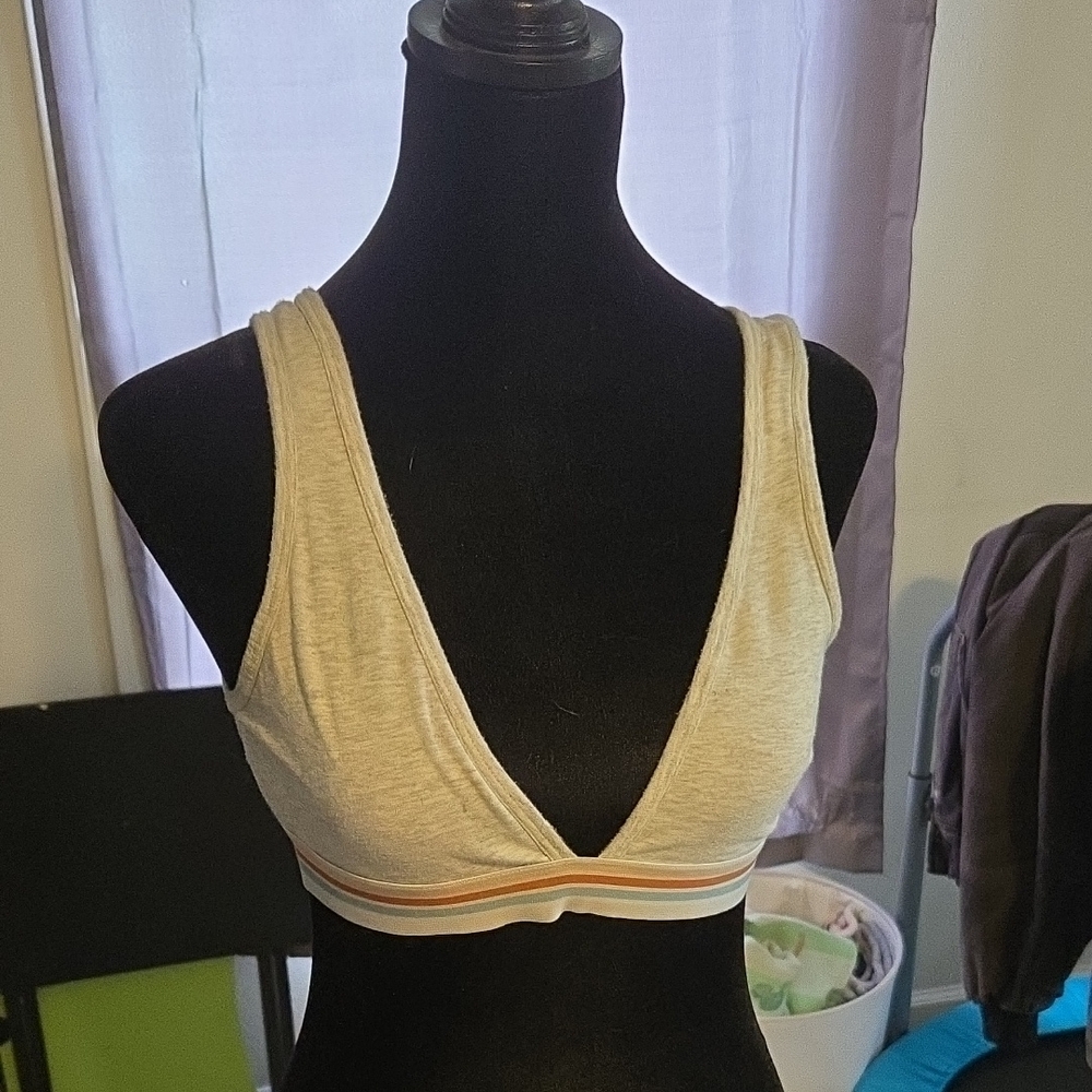 Grey Bralette with Striped Band